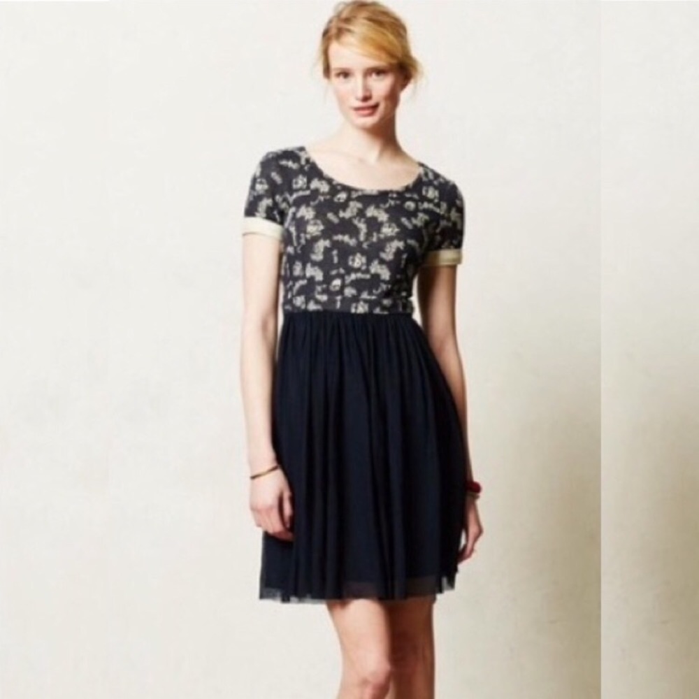 Anthropologie EVERLEIGH Navy Blue Tulle - Picture 1 of 6